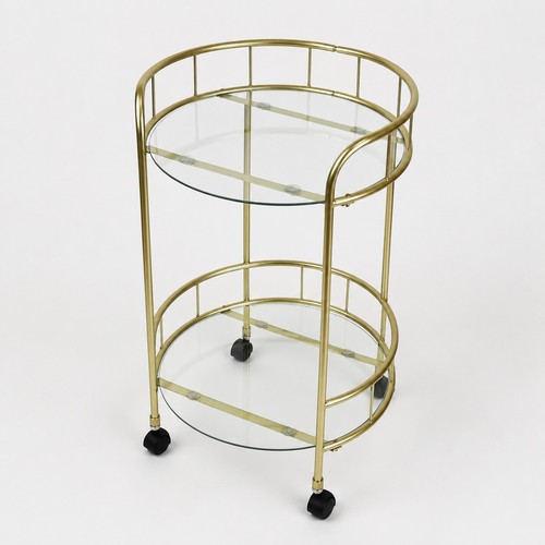 Gold drinks trolley with glass - gold,