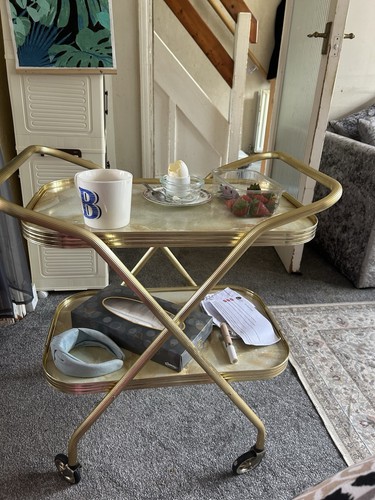 Vintage gold two tier trolley - gold,
